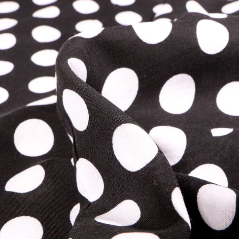 Tissu Viscose Pois XL sur fond Noir