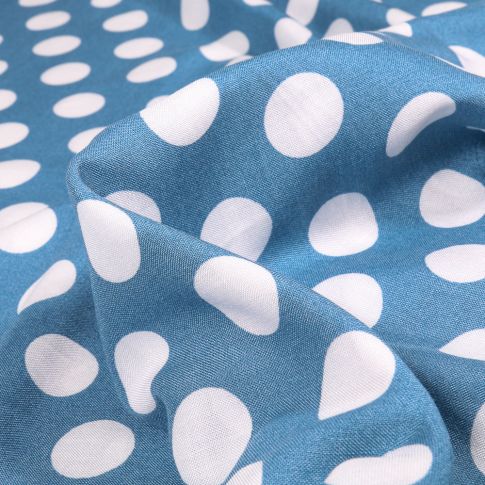 Tissu Viscose Pois XL sur fond Bleu