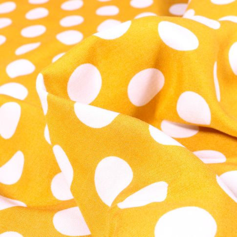 Tissu Viscose Pois XL sur fond Jaune