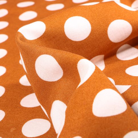 Tissu Viscose Pois XL sur fond Moutarde