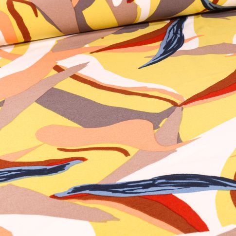 Tissu Crêpe extensible Alessia sur fond Jaune
