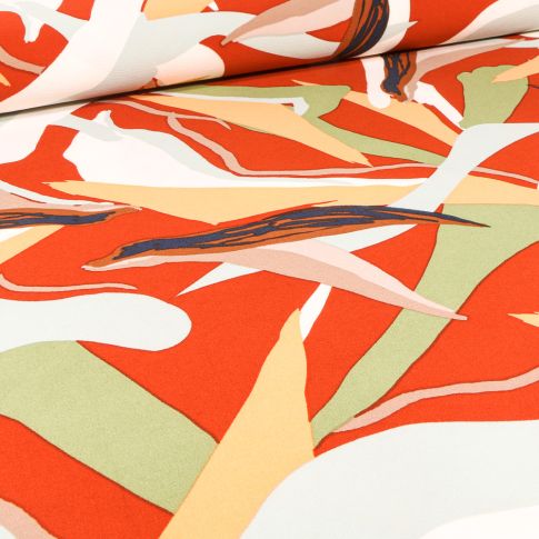 Tissu Crêpe extensible Alessia sur fond Orange