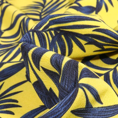 Tissu Crêpe Carmen sur fond Jaune