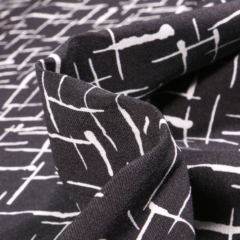 Tissu Bengaline Motifs abstraits sur fond Noir