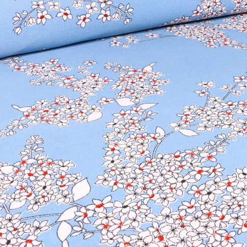 Tissu Crêpe georgette Lola sur fond Bleu ciel