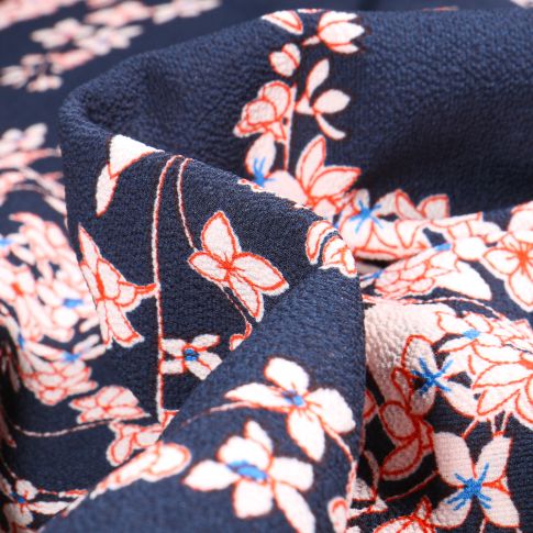 Tissu Crêpe Lola sur fond Bleu marine