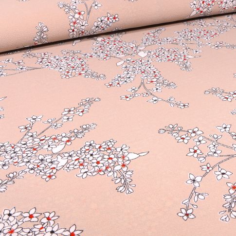 Tissu Crêpe georgette Lola sur fond Rose nude