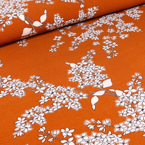 Tissu Crêpe georgette Lola sur fond Terracotta