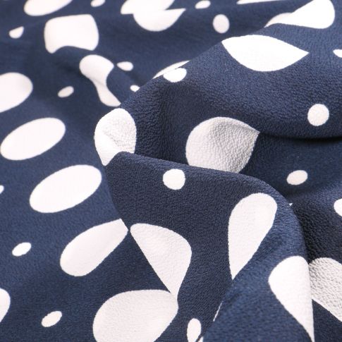 Tissu Crêpe Bubble sur fond Bleu marine