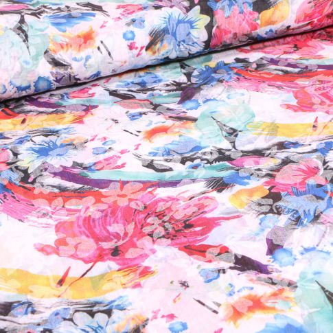 Tissu Voile Polycoton Pia sur fond Blanc