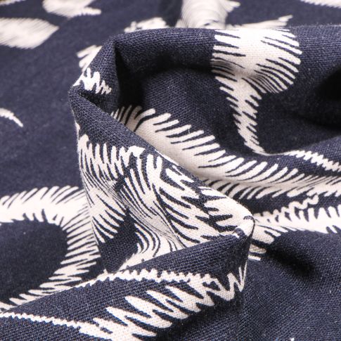 Tissu Viscose Lin Izzy sur fond Bleu marine