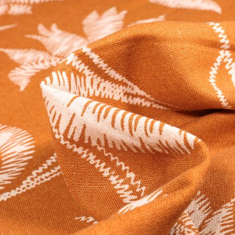 Tissu Viscose Lin Izzy sur fond Ocre