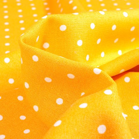 Tissu Lin Viscose Petits pois sur fond Jaune