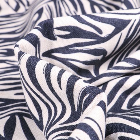 Tissu Lin Viscose Indy marine sur fond Naturel