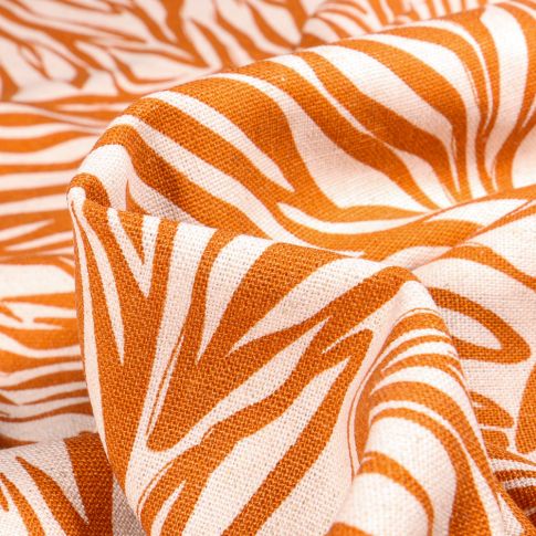 Tissu Lin Viscose Indy orange sur fond Naturel