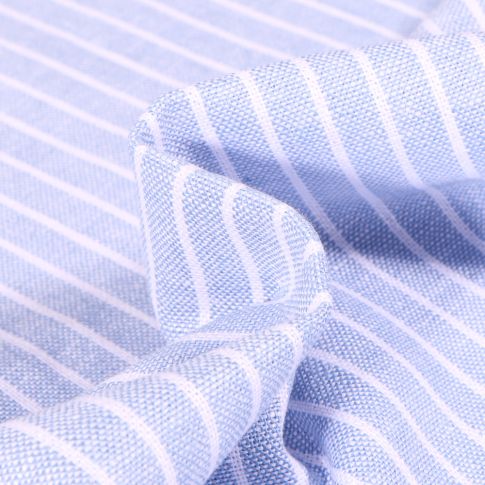 Tissu Viscose Lin Helena Rayures blanches sur fond Bleu ciel