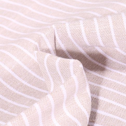 Tissu Viscose Lin Helena Rayures blanches sur fond Beige