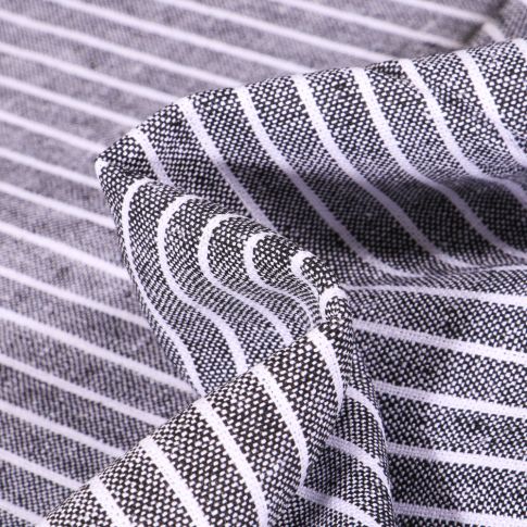 Tissu Viscose Lin Helena Rayures blanches sur fond Gris anthracite