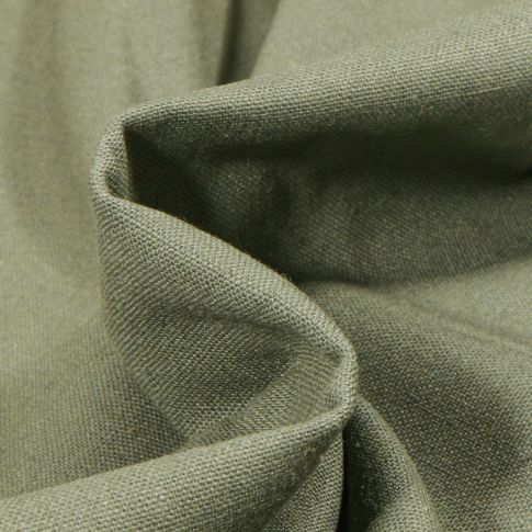 Tissu Coton Lin uni Vert kaki