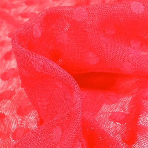 Tissu Tulle souple Pois 1 cm sur fond Rouge