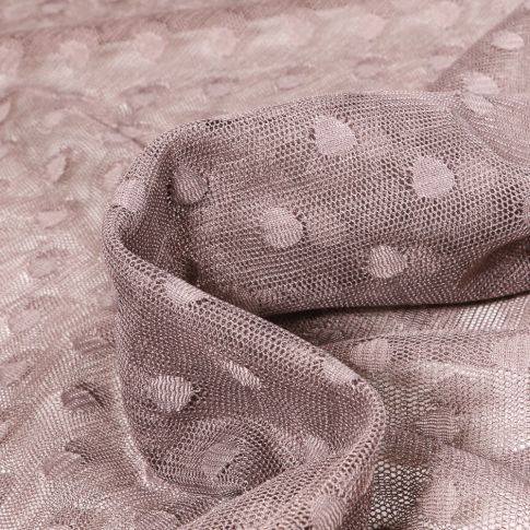 Tissu Tulle souple Pois 1 cm sur fond Gris
