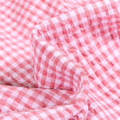 Tissu Seersucker Scarlett Vichy Petits carreaux sur fond Rose