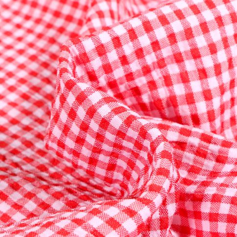 Tissu Seersucker Scarlett Vichy Petits carreaux sur fond Rouge