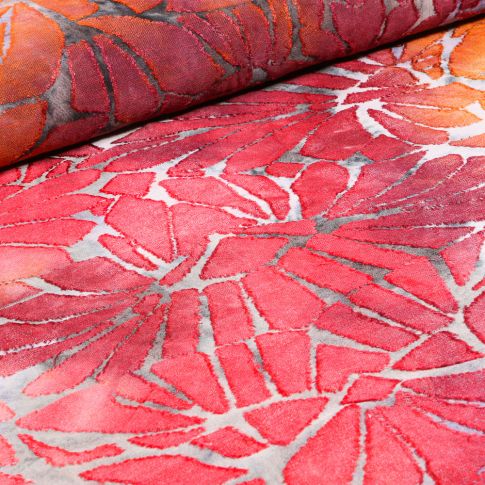 Tissu Jersey bi-matières Tye and dye sur fond Rouge
