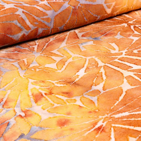 Tissu Jersey bi-matières Tye and dye sur fond Orange