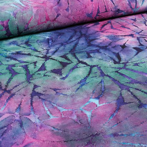 Tissu Jersey bi-matières Tye and dye sur fond Violet