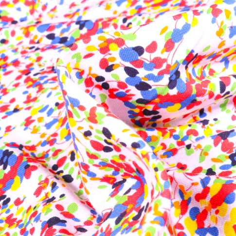 Tissu Jersey coton Helena Confettis multicolores sur fond Blanc
