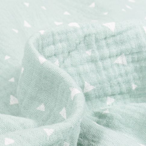 Tissu Double gaze Petits Triangles sur fond Vert menthe clair
