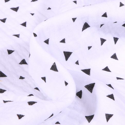 Tissu Double gaze Petits Triangles sur fond Blanc