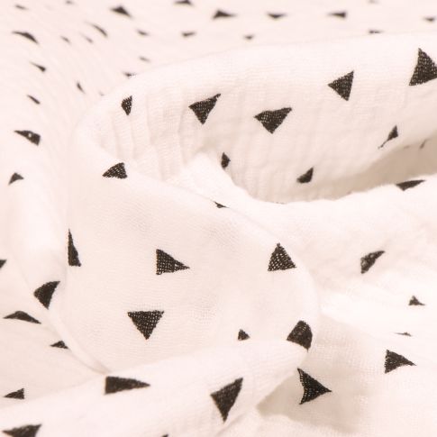 Tissu Double gaze Petits Triangles sur fond Ecru