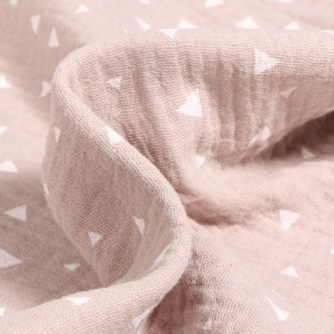 Tissu Double gaze Petits Triangles sur fond Beige
