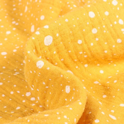 Tissu Double gaze Petits et moyens pois sur fond Jaune