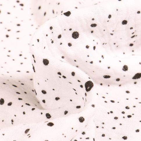Tissu Double gaze Petits et moyens pois sur fond Blanc cassé