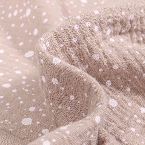 Tissu Double gaze Petits et moyens pois sur fond Beige