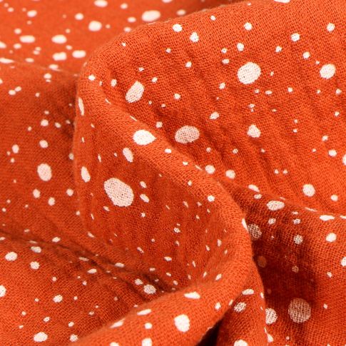 Tissu Double gaze Petits et moyens pois sur fond Orange