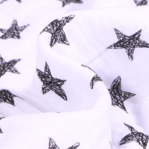 Tissu Double gaze Etoiles 2.5 cm sur fond Blanc