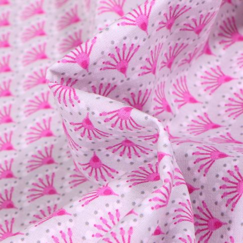 Tissu Coton imprimé LittleBird Eventails fleuris sur fond Gris clair