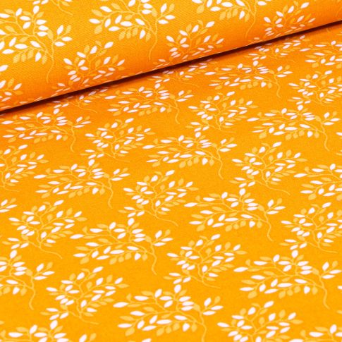 Tissu Coton imprimé LittleBird Branches fleuris sur fond Jaune