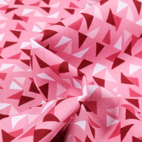 Tissu Coton imprimé LittleBird Triangles sur fond Rose