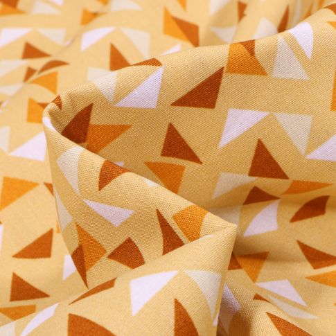 Tissu Coton imprimé LittleBird Triangles sur fond Jaune