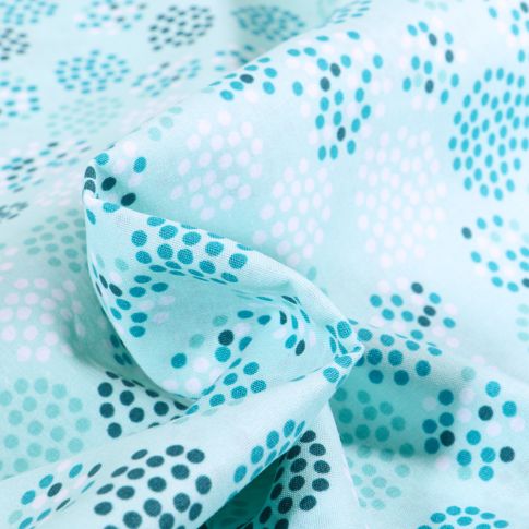 Tissu Coton imprimé Cercles et pois sur fond Vert menthe