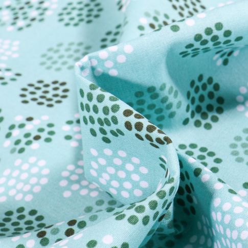 Tissu Coton imprimé Cercles et pois sur fond Bleu