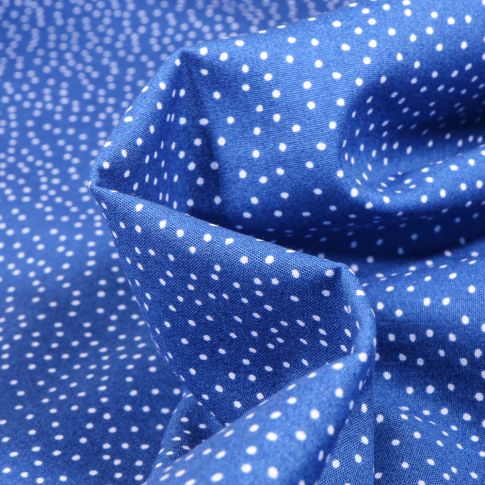Tissu Coton imprimé Mini pois sur fond Bleu
