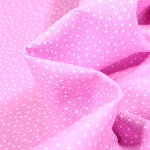 Tissu Coton imprimé Mini pois sur fond Rose