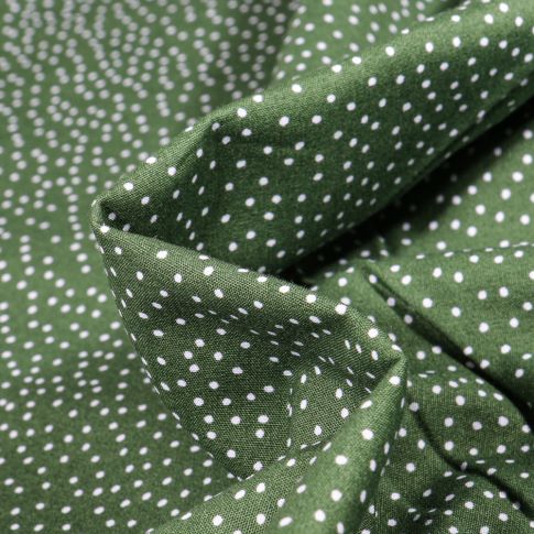 Tissu Coton imprimé Mini pois sur fond Vert kaki