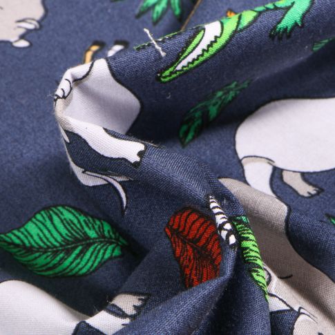 Tissu Coton imprimé LittleBird Animaux de la jungle sur fond Bleu marine